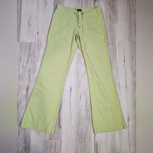 Vintage Wet Seal Y2K Linen Blend Wide Leg Drawstring Pants Light Green Juniors-3